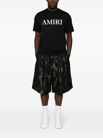 Logo Print Black Cotton T-shirt