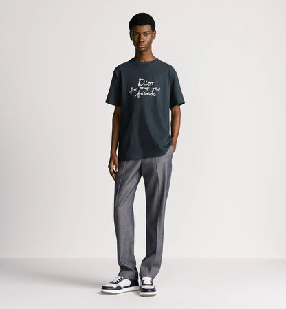 Hylton Nel For My Real Friends Embroidered Navy Blue T-shirt