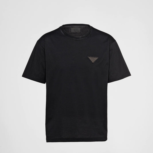 PRD studded-logo Black cotton T-shirt - Styledistrict