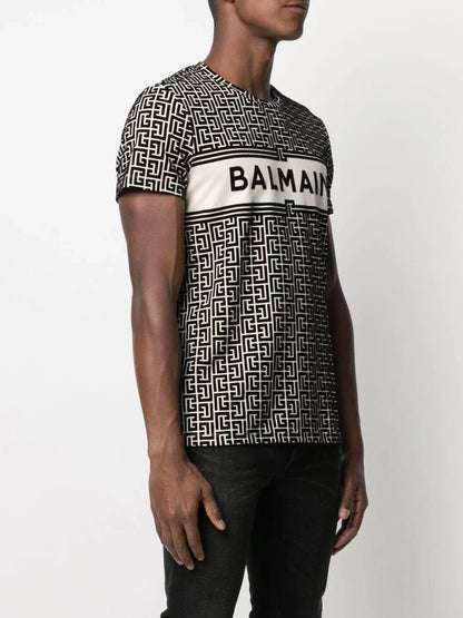 Flocked Monogram-pattern Logo T-shirt