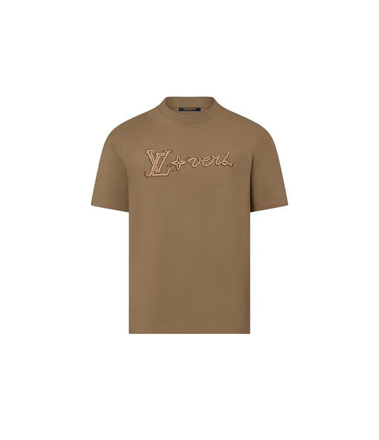 LV Ropes Embroidered Signatures Beige T-shirt